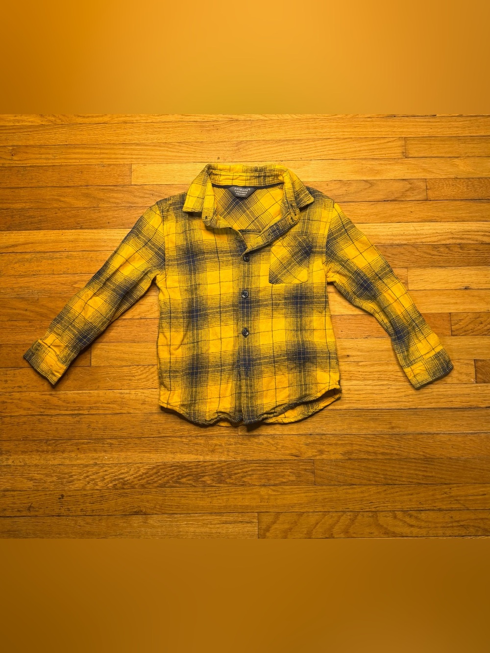 Primark 3/4 Yellow Plaid Button-Up Shirt